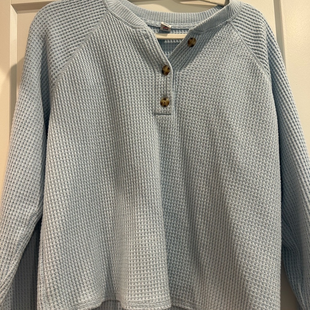 Old Navy Sky Blue Waffle Knit Henley